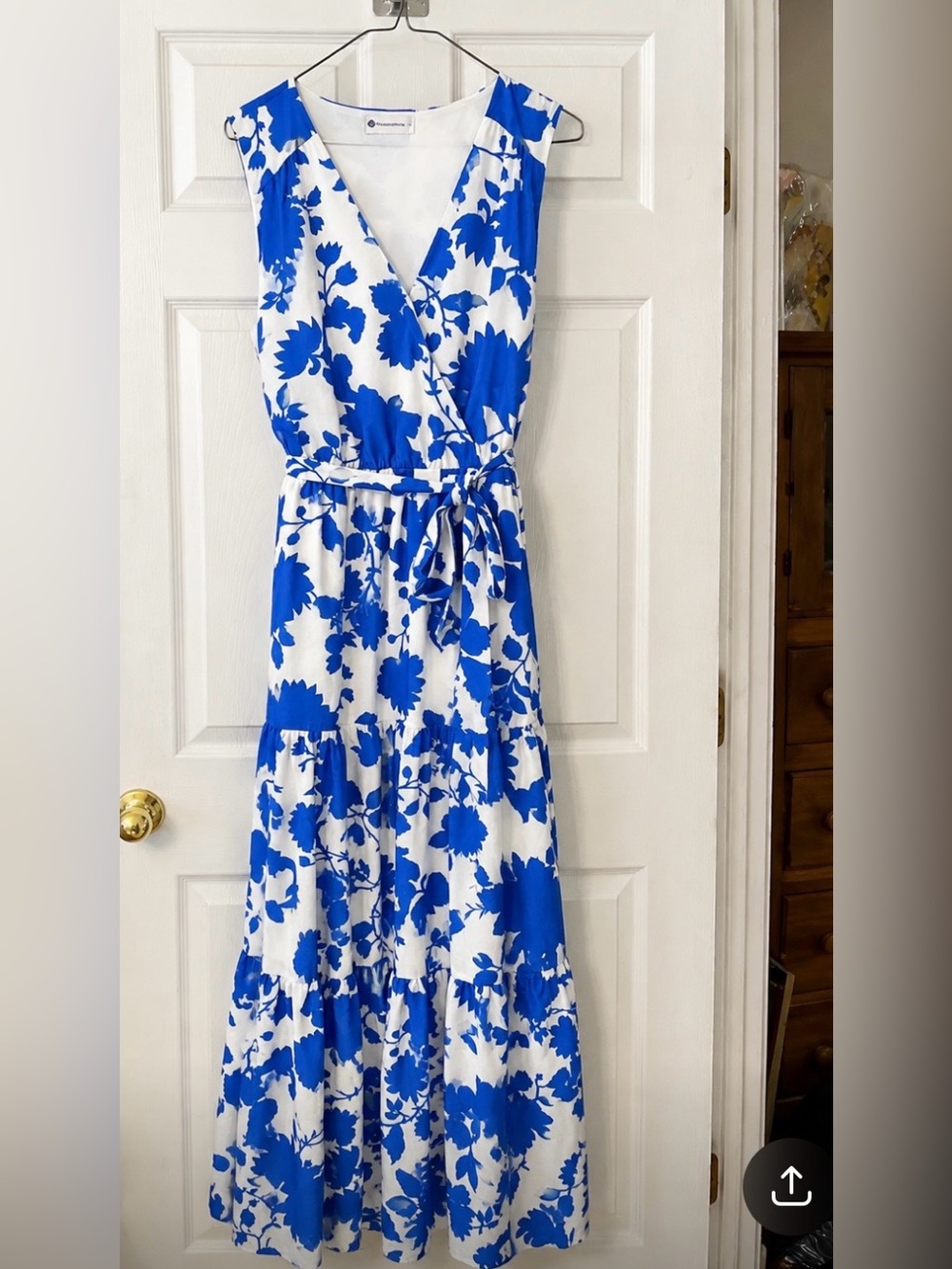 Blue and White Floral Maxi Dress